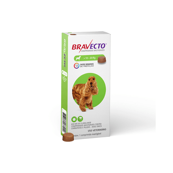 Antipulgas e Carrapatos Bravecto Para Cães 10kg Até 20kg Com 1 Comprimido Mastigável - 500mg