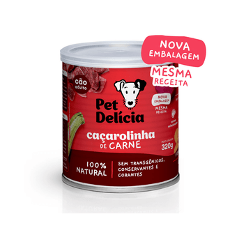 Ração Úmida Pet Delícia Lata Para Cães Adultos E Filhotes Sabor Caçarolinha De Carne  - 320g