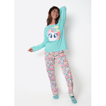 Pijama Manga Longa Algodão Feminino Unicórnio Cherry - Puket