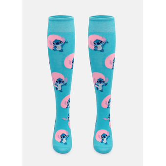 Meia Desenhada Feminina Stitch Ef Azul - Puket