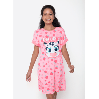 Camisola Manga Curta Viscolycra Feminino Vaca Romântica - Puket