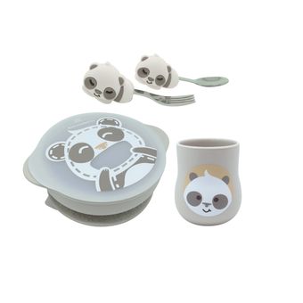 Kit de Alimentação Marcus & Marcus com Copo Anatômico Panda Pebble