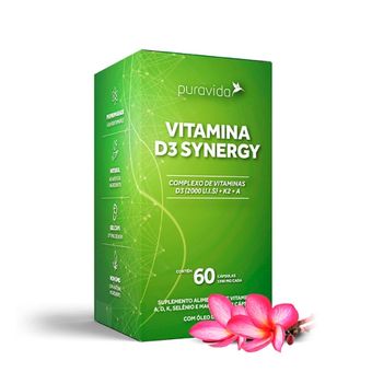 Vitamina D3 Synergy Pura Vida 60 Cápsulas